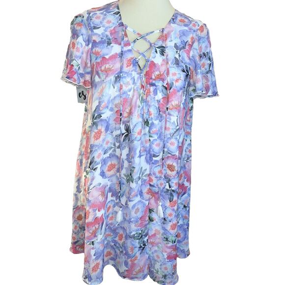 Show Me Your Mumu Kylie Lace-up Dress Floral Shift Boho Romantic Size XS - Picture 1 of 11